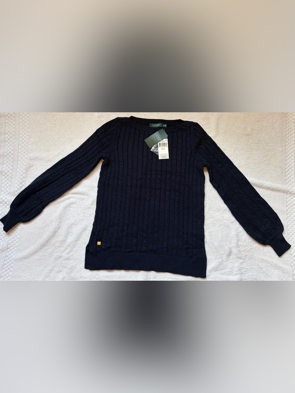 NWT Lauren Ralph Lauren Navy Cable Knit Sweater XS